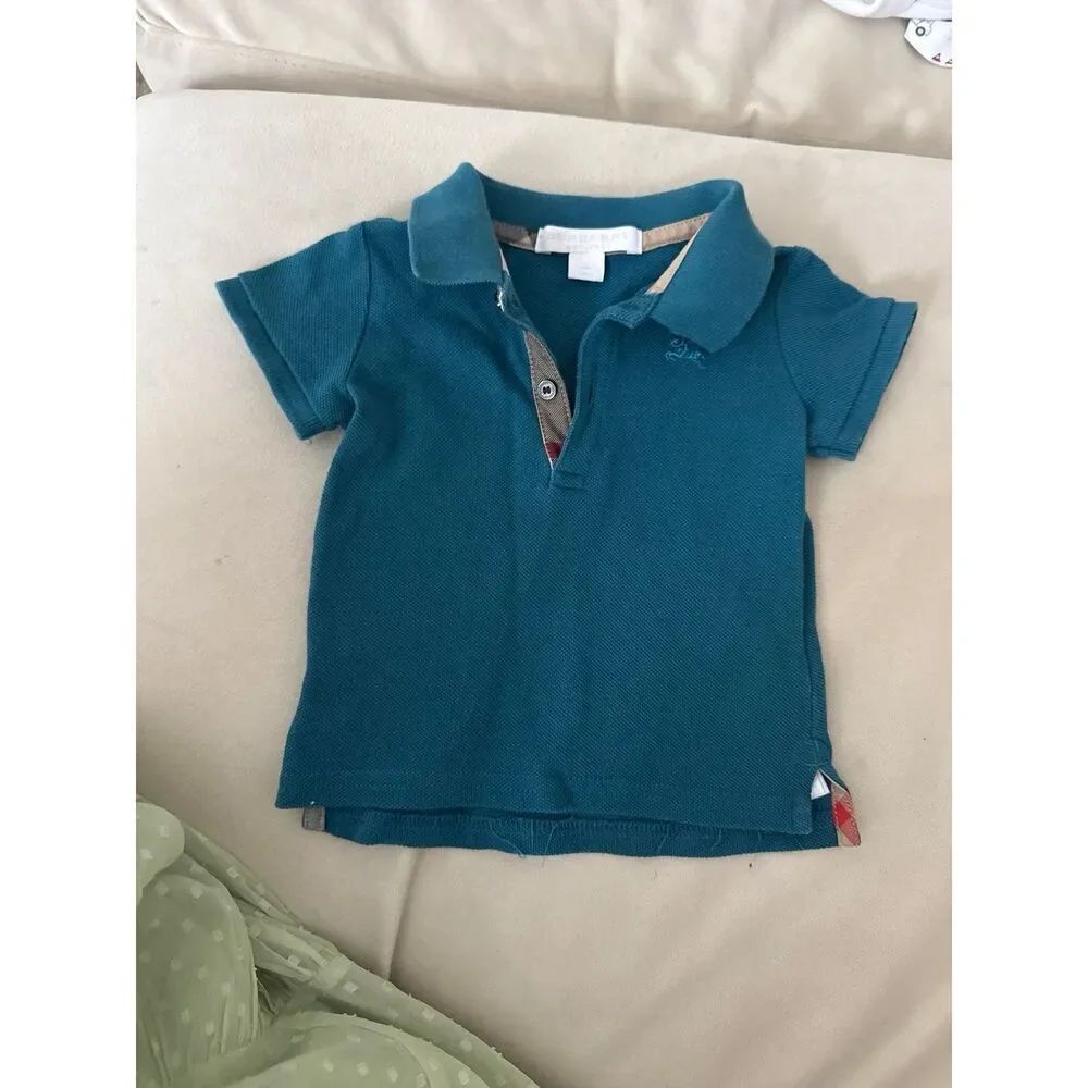 Burberry Polo Short Sleeve Shirt Mineral Blue 6M